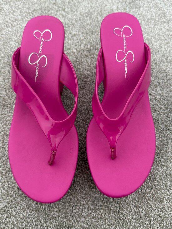 Jessica Simpson Shoes - Jessica Simpson Pink Platform Thong Sandals Chunky Y2K Style Size 8